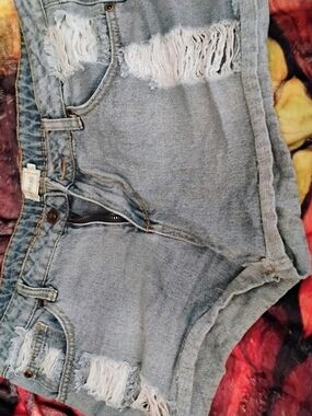 Timing Light Blue Distressed Denim Shorts